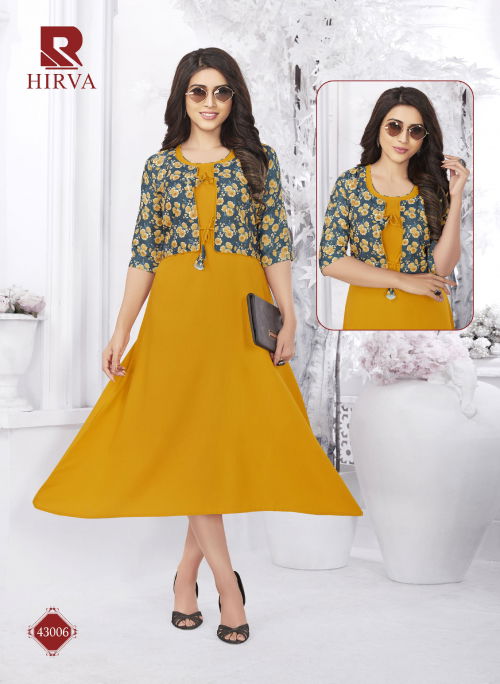 Raashi Hirva Designer Fancy Ethnic Wear Crepe Silk Anarkali Kurti Collection